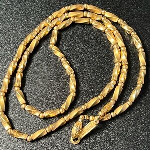 Napier Vintage 70's Twisted Box Gold Tone Bead 24" Necklace